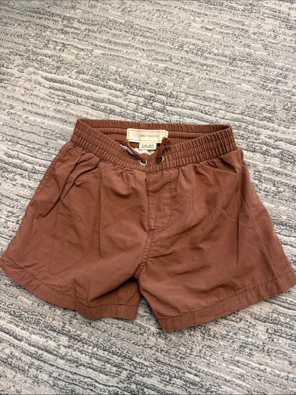 Zara Kids Brown Elastic-Waist Swim Trunks